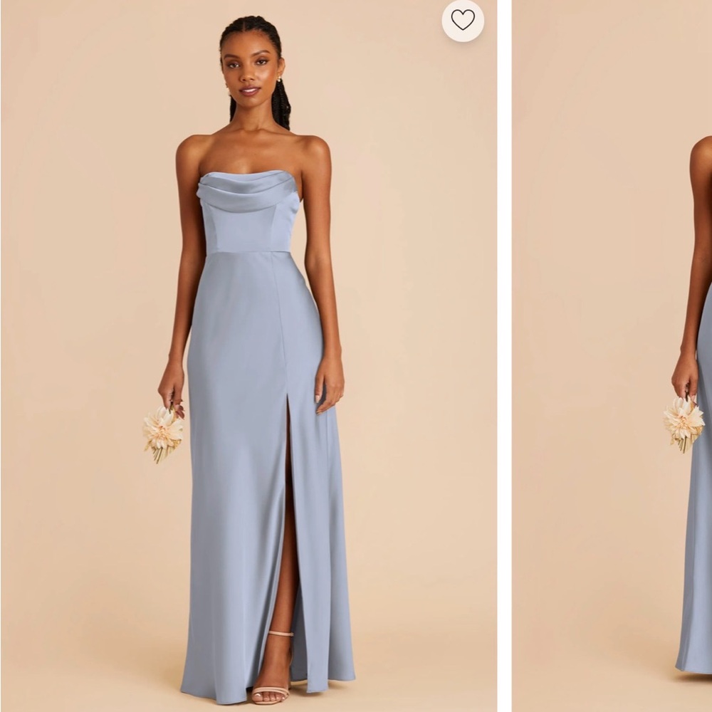 Birdy Grey Mia Matte Satin Convertible Dress in Dusty Blue
